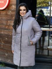 Акція на Куртка зимова довга жіноча Miledi В 75 102059 48 Пудра від Rozetka