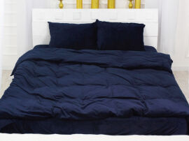 Акція на Постельное белье Winter Frost 28-0006 Navy blue Velvet велюр MirSon Двуспальный евро комплект King Size від Podushka