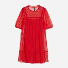 Акція на Сукня коротка літня жіноча H&M 0928352_сітка_02 XXS Червона від Rozetka