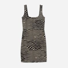 Акція на Сукня коротка літня жіноча H&M 0803378_беж.зебра_01 XS Чорна від Rozetka