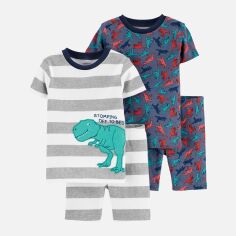 Акція на Піжама (футболка + штани) Carter's 450 310 72-78 см 2 шт Синій/Сірий/Динозаври від Rozetka