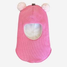 Акция на Дитяча зимова шапка-шолом з помпоном на флісі для дівчинки Babydream з двома помпонами з пряжі 2p3bal6d 44 Рожева от Rozetka