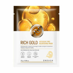 Акція на Тканинна маска для обличчя Enough Rich Gold Intensive Pro Nourishing Mask Pack на основі іонів золота, 25 г від Eva