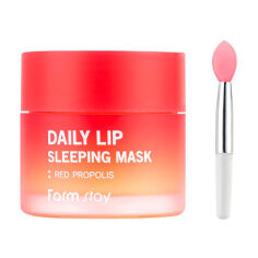 Акція на Нічна маска для губ FarmStay Daily Lip Sleeping Mask Red Propolis із червоним прополісом, 20 г від Eva