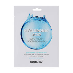 Акція на Тканинна маска для обличчя FarmStay Hyaluronic Acid Super Aqua Soothing Mask з гіалуроновою кислотою, 25 мл від Eva