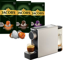 Акція на Набір кава в капсулах Jacobs 20 шт x 10 капсул + Кавоварка Scishare Capsule Coffee Machine mini S1201 by Xiaomi від Rozetka