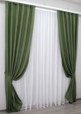 Акція на Комплект штор VR-Textil мікровелюр Petek зелені 275х150 см 2 шт (30-816) від Rozetka