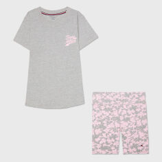 Акция на Піжама (футболка + шорти) жіноча великих розмірів Tommy Hilfiger 654313906 XL Сірий/Рожевий от Rozetka