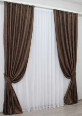 Акція на Комплект штор VR-Textil жакард Мармур коричневі 290х150 см 2 шт (30-176) від Rozetka