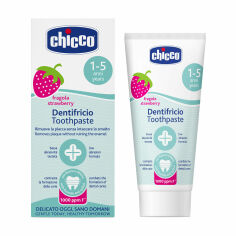Акція на Дитяча зубна паста Chicco Dentifricio Toothpaste Полуниця з фтором, від 12 місяців, 50 мл від Eva