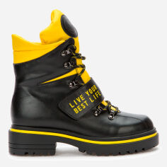 Акция на Жіночі зимові черевики високі Keddo 818579/09-01 36 23.5 см Чорні з жовтим от Rozetka