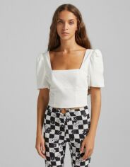 Акція на Топ жіночий Bershka 6157/619/712 S Білий від Rozetka
