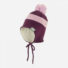 Акція на Дитяча зимова шапка в'язана на зав'язках з помпоном для дівчинки Huppa Viiro 2 83620100-80034 43-45 см від Rozetka