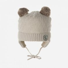Акция на Дитяча зимова шапка в'язана на зав'язках з вушками для дівчинки Huppa Remy 94370008-00031 43-45 см от Rozetka