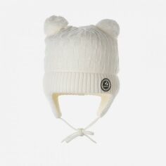 Акція на Дитяча зимова шапка в'язана на зав'язках з вушками для дівчинки Huppa Remy 94370008-00020 47-49 см від Rozetka