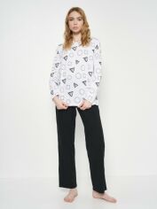 Акция на Піжама (футболка + штани) жіноча великих розмірів бавовняна ROZA 220606 XL Біла з чорним от Rozetka