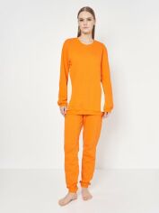 Акція на Піжама (світшот + штани) жіноча великих розмірів бавовняна Gebo Р1 XL Помаранчева від Rozetka
