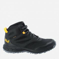 Акція на Дитячі демисезонні черевики для хлопчика Jack Wolfskin Woodland Texapore Mid K 4042152-6055 34 (2UK) Чорний/Жовтий від Rozetka