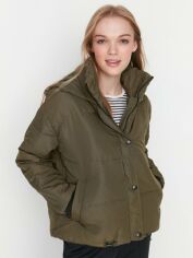 Акция на Пуховик демісезонний короткий жіночий Trendyol TWOAW21MO0144 L Khaki от Rozetka