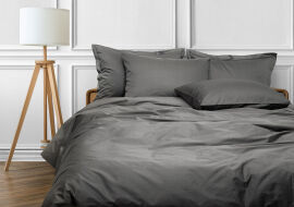 Акція на Постельное белье Cecilia Dark Grey египетский хлопок Luxury Linens Двуспальный евро комплект від Podushka