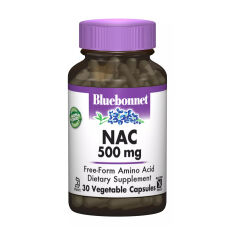 Акция на Дієтична добавка амінокислота в капсулах Bluebonnet Nutrition NAC (N-Ацетил-L-Цистеїн) 500 мг, 30 шт от Eva
