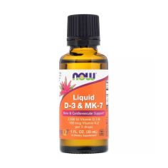 Акція на Дієтична добавка рідкі вітаміни NOW Foods Liquid D3 & MK-7 Вітамін D3 та MK-7, 30 мл від Eva