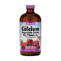 Акция на Кальцій, цитрат магнію з вітамін Д3 Bluebonnet Nutrition Calcium, Magnesium Citrate With Vitamin D3 зі смаком ягід, у рідині, 472 мл от Eva