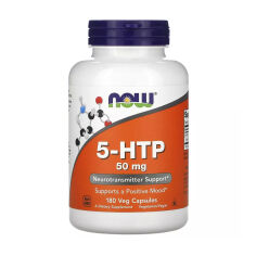 Акція на Дієтична добавка амінокислота в капсулах NOW Foods 5-HTP Гідроксітріптофан 50 мг, 180 шт від Eva