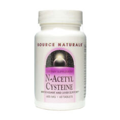 Акция на Дієтична добавка амінокислота в таблетках Source Naturals NAC (N-Ацетил-L-Цистеїн) 600 мг, 60 шт от Eva