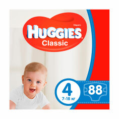 Акция на Підгузки Huggies Classic розмір 4 (7-18 кг), 88 шт от Eva