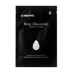 Акція на Тканинна маска для обличчя Medi-Peel Rose Diamond Radiant Glow Mask з алмазною пудрою, 25 мл від Eva