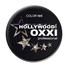 Акція на Глітерний гель для манікюру Oxxi Professional Hollywood 8 Сріблясто-золотистий голографічний мікс, 5 г від Eva
