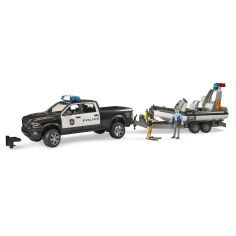Акція на Автомодель Bruder Поліцейский RAM 2500 з човном та фігурками (02507) від Будинок іграшок