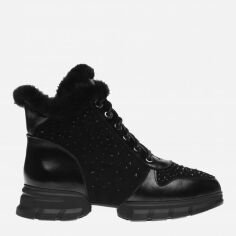 Акция на Жіночі зимові черевики низькі Blizzarini 6A508-3045M-N482+C421 36 23 см Чорні от Rozetka