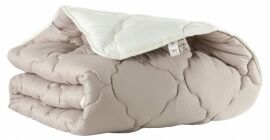 Акція на Ковдра IDEIA всесезонна Полуторна 140x210 см Woolly Овеча вовна Двостороння Супер тепла Молоко/Беж від Rozetka