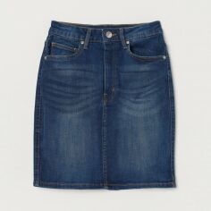 Акция на Спідниця джинсова міні літня пряма жіноча H&M XAZ334578SLPF 34 Темно-синя от Rozetka