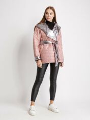 Акция на Куртка демісезонна коротка з капюшоном жіноча Alberto Bini 2025-1 38 Рожевий/Сріблястий от Rozetka