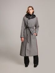Акция на Двостороннє пальто осіннє довге з капюшоном жіноче Alberto Bini 6033 36 Чорний/Сірий от Rozetka