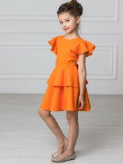 Акция на Дитяча літня святкова сукня для дівчинки Ласточка 22_2404 116 см Оранжева от Rozetka