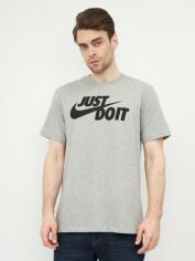 Акція на Футболка бавовняна довга чоловіча Nike M Nsw Tee Just Do It Swoosh AR5006-063 L Сіра з принтом від Rozetka