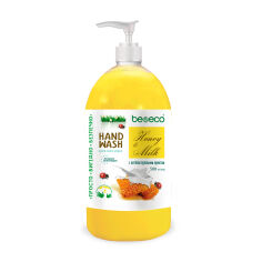 Акція на Рідке крем-мило Be&Eco Hand Wash Honey & Milk з антибактеріальним ефектом, 500 мл від Eva