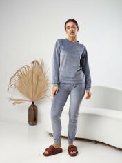Акция на Піжама (світшот + штани) жіноча великих розмірів BARWA garments 0285/289 XL Сіро-блакитна от Rozetka