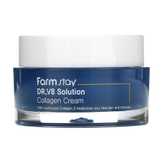 Акція на Зволожувальний крем для обличчя FarmStay DR.V8 Solution Collagen Cream проти зморшок, з колагеном, 50 мл від Eva