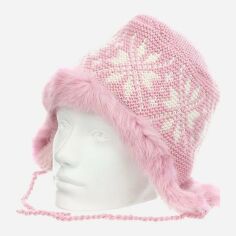 Акція на Дитяча зимова шапка в'язана на зав'язках для дівчинки TuTu LID51630 54 см Рожевий/Комбінований від Rozetka