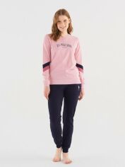 Акція на Піжама (світшот + штани) жіноча бавовняна U.S. Polo Assn 16814 L Pink від Rozetka