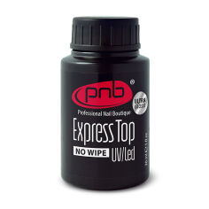 Акція на Експрес-топ для гель-лаку PNB Express Top NoWipe Ultra Gloss UV/LED без липкого шару, 30 мл від Eva