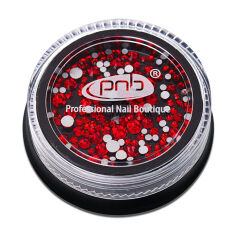 Акція на Стрази для дизайну нігтів PNB Rhinestones Red Mix червоні, скло, 200 шт (мікс розмірів SS2, SS3, SS6, SS8, SS10, SS12) від Eva