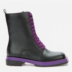 Акция на Жіночі зимові черевики високі Keddo 818150/01-05E 37 23.5 см Чорні з фіолетовим от Rozetka