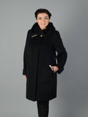 Акція на Пальто осіннє з капюшоном жіноче Mangust 2104-Black 48 Чорне від Rozetka