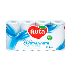 Акція на Туалетний папір RUTA Classic білий, 2-шаровий, 150 відривів, 8 рулонів від Eva